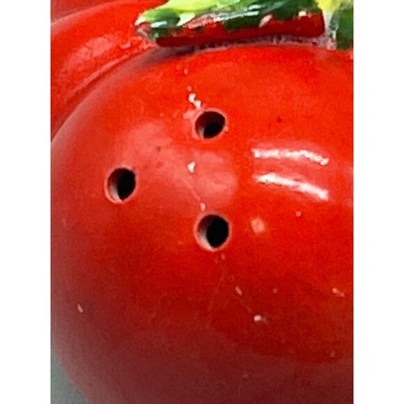 Holt Howard pepper shaker tomato glass green red length 2.5" width 3" READ - Picture 2 of 7